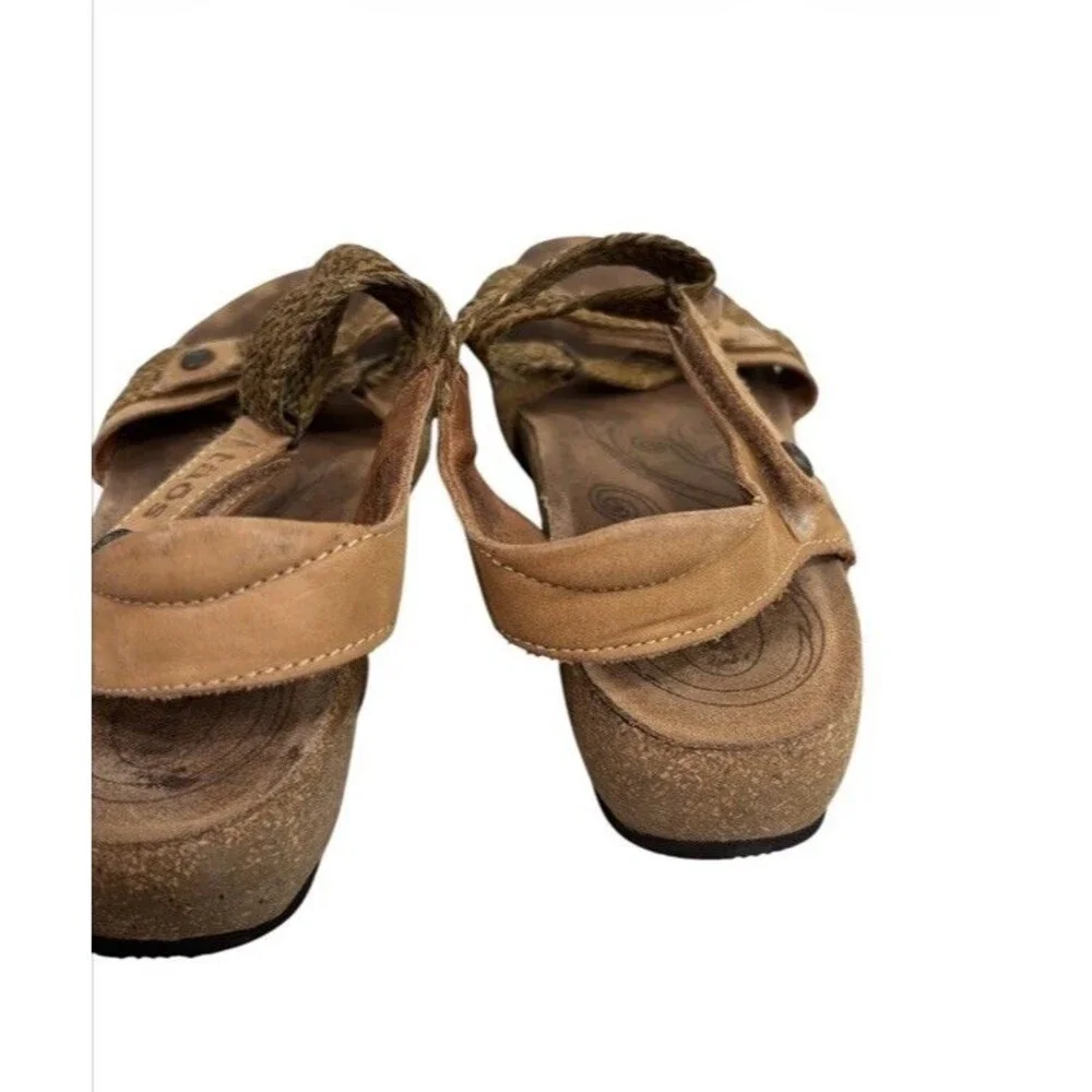 Taos Trulie Leather Comfort Wedge Walk Sandals Taos Shoes Spain Size 8.5